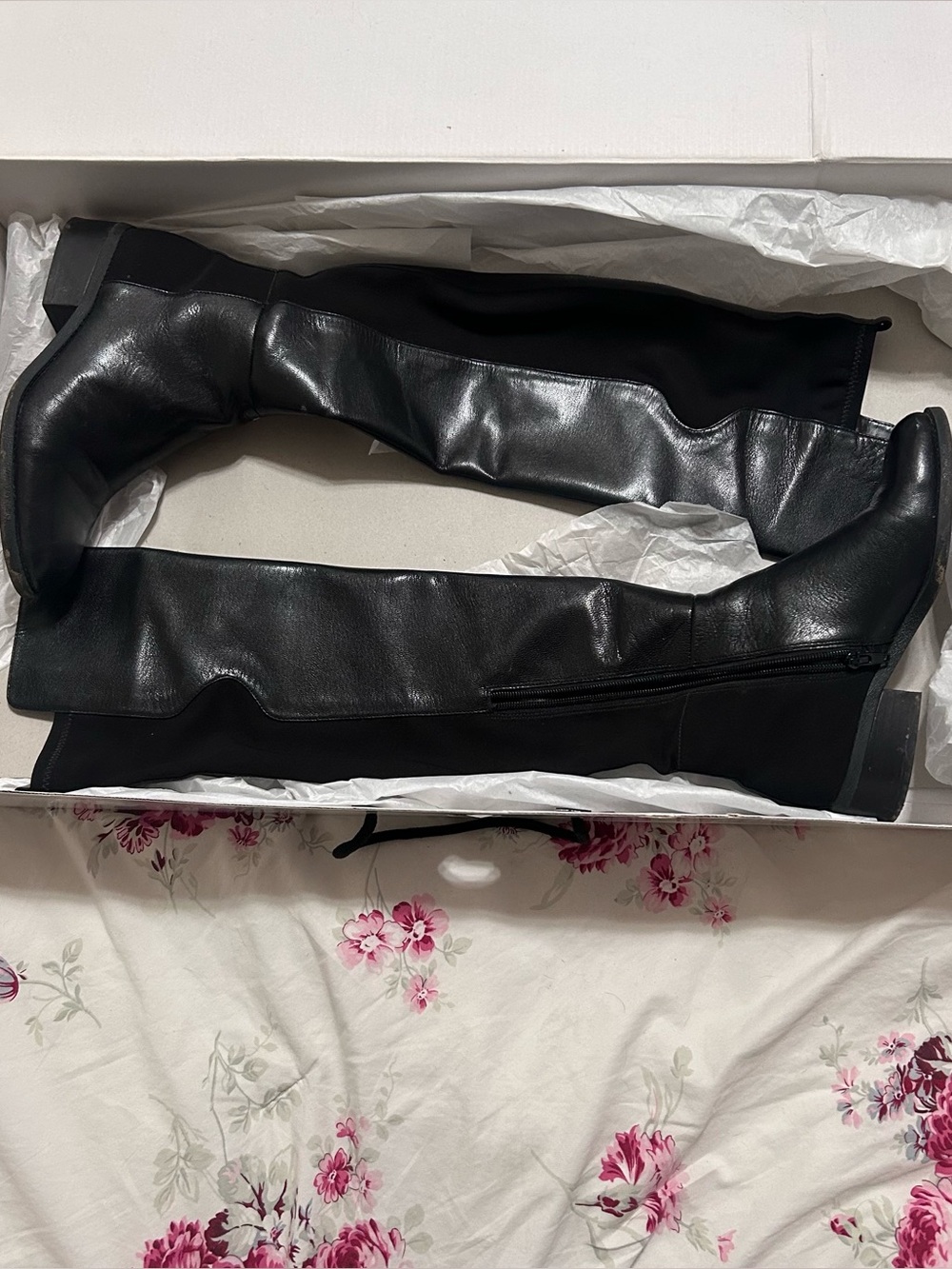Nine West Black Leather Riding Boots